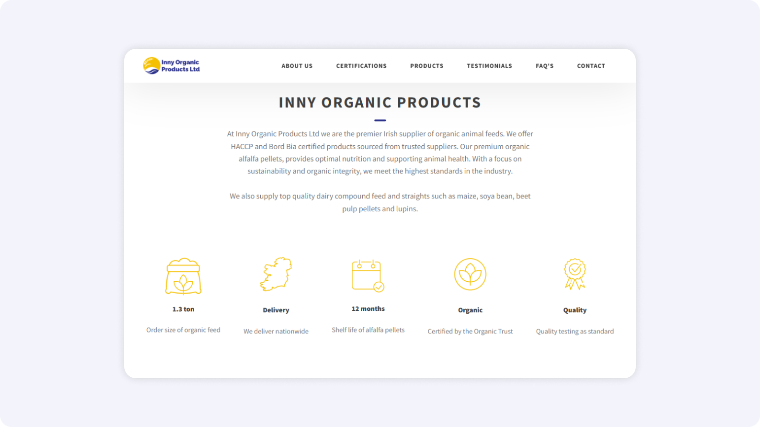 Inny Organic Products - Hero Section
